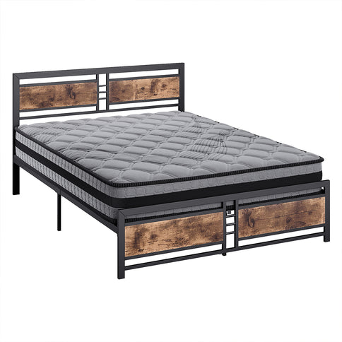 Metal Bed Frame Mattress Base Set Wood Queen-1910113214738337792