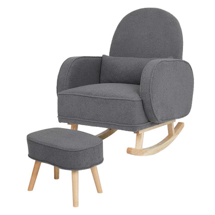 Levede Fleece Rocking Chair with footstool-1975420319955030016