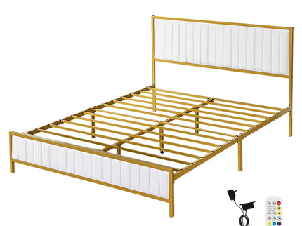 Levede Metal Bed Frame Under Bed Storage Double Beige-1910112273498771456