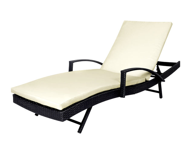 Levede Outdoor Sun Lounger Furniture Beige-1864184448963186688