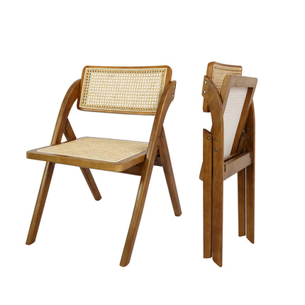 Levede 2X Foldable Rattan Dining Chairs Walnut-1975420495780253696