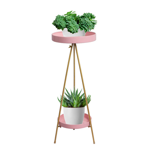 Levede Plant Stand 2 Tiers Outdoor Indoor Pink Gold Large-1864184723769790464