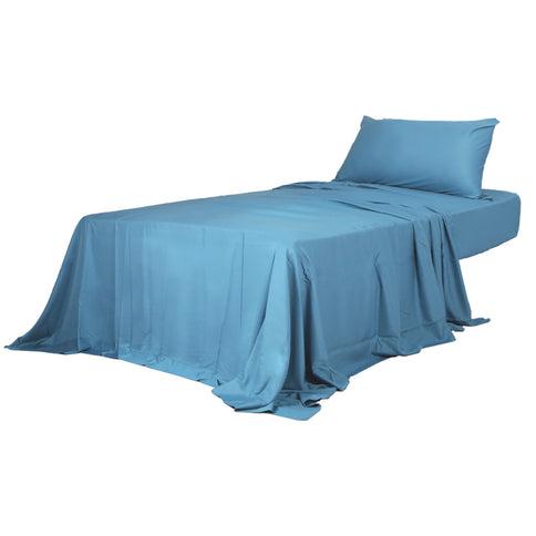 Dreamz 3pcs Sinigle Size 100% Bamboo Bed Sheet Set in Blue Colour Single-1910113202474192896