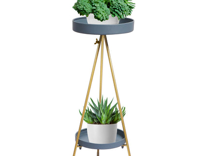 Levede Plant Stand 2 Tiers Outdoor Indoor Grey Gold Large-1864184723606212608