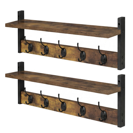 Levede Coat Rack Shelf Wall Mounted Entryway Double Hook Wall Floating Hat Rack-2050059009775505408