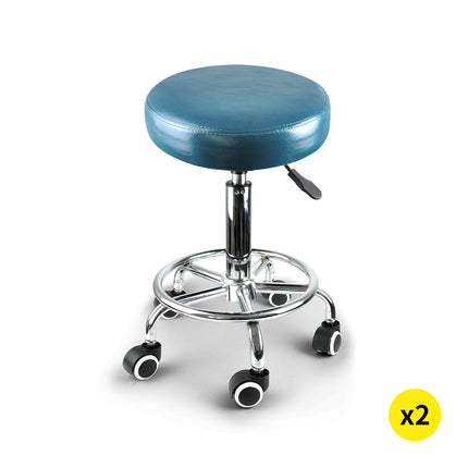 Levede 2x Barstool Swivel Salon Hairdressing Teal-1975420407662120960