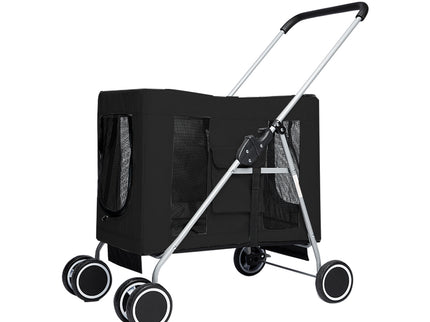 PaWz Pet Stroller Dog Cat Cage Carrier Black-1864184495075364864