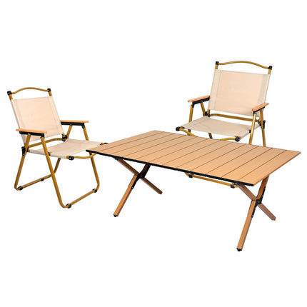 Levede Folding Camping Table Chair Set Oak-1973194000479424512