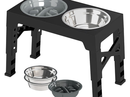 PaWz Elevated Dog Bowls 2 Stainless Steel Bowls and 1 Slow Feeder Bowl-1954802490386026496