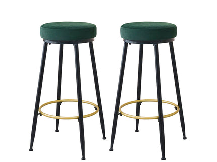Levede 2x Bar Stools Barstools Velvet Green-1864183232082350080