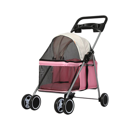 PaWz Pet Stroller Dog Cat Carrier Foldable Pink-1975420406949089280
