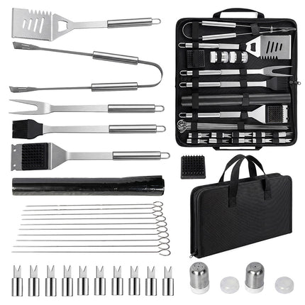 Moyasu 29Pcs BBQ Tool Set Stainless Steel Grill Cook Barbecue Grill Utensils Kit-2061251856876834816