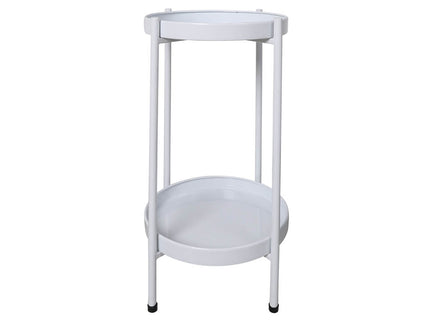 Levede 2 Tiers Plant Stand Metal Flower White Medium-1864184717172150272