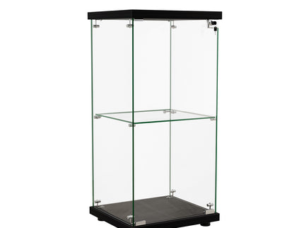 Stacked Display Cabinet Collection Storage Tempered Glass 2 Tier With Lock Black-1917016713753399296