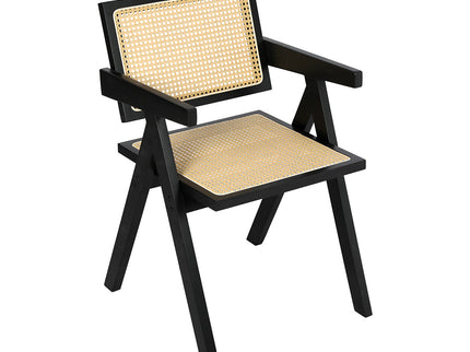 Levede 1x Black Wicker Armchair Dining Chair-1942353409436946432