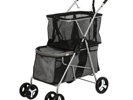 PaWz Pet Stroller 2-Tier Dog Cat Carrier Foldable-1864184625967009792