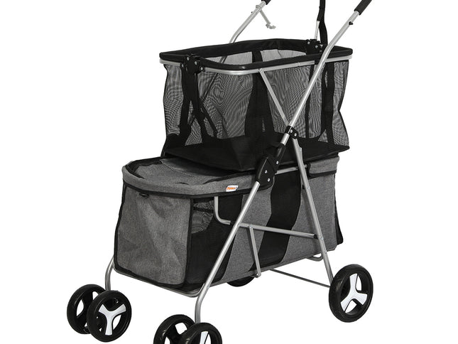 PaWz Pet Stroller 2-Tier Dog Cat Carrier Foldable-1864184625967009792