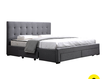 Levede Queen Bed Frame Fabric Tufted Dark Grey-1910113204571344896