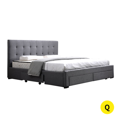 Levede Queen Bed Frame Fabric Tufted Dark Grey-1910113204571344896