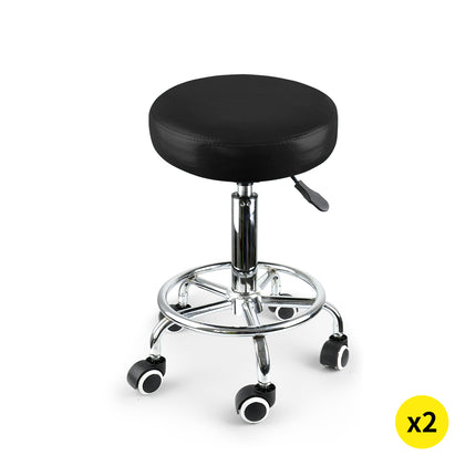 2x Levede Swivel Salon Barstool Hairdressing Black-1973193726146777088