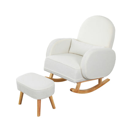 Levede Fleece Rocking Chair with footstool-1954802380063248384