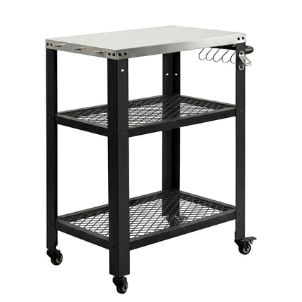 Levede Outdoor Kitchen Cart Mobile BBQ Grill Trolley Stainless Steel Prep Table-2050059021725077504