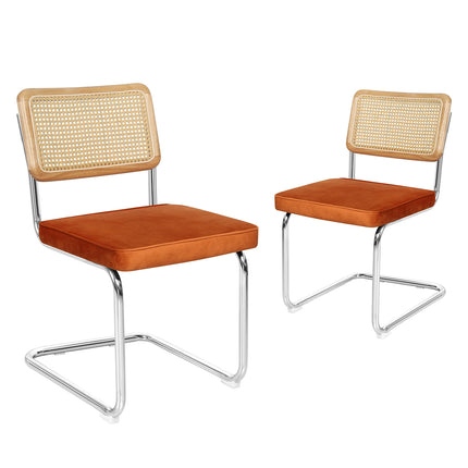 Levede 2xRattan Chair Dining Chairs Orange-1973194084940124160