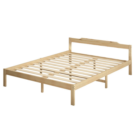 Levede Wooden Bed Frame Double Size Nature Natural-1864183192416817152