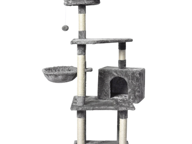 PaWz 130cm Cat Tree Toy Scratching Post Grey-1910113147910492160