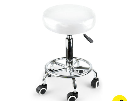 2x Levede Swivel Salon Barstool Hairdressing White-1864184633558700032