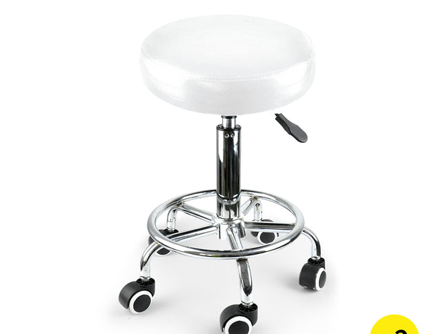 2x Levede Swivel Salon Barstool Hairdressing White-1864184633558700032