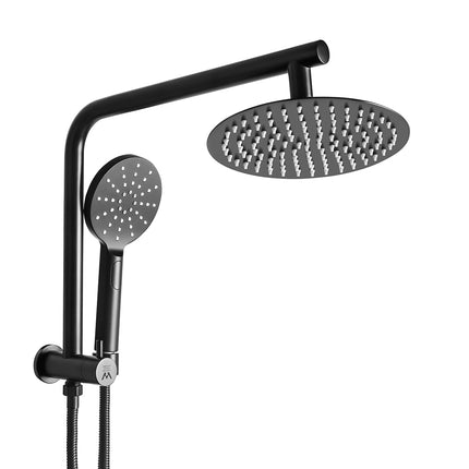 High Pressure Shower Head Set Rain Round Black-1973194049154322432