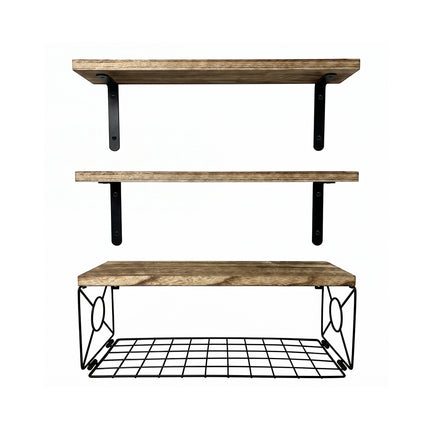 Levede Floating Wall Shelf 3 Pcs DIY Wall Mount Shelves Book Display Rack Basket-2061251867652001792