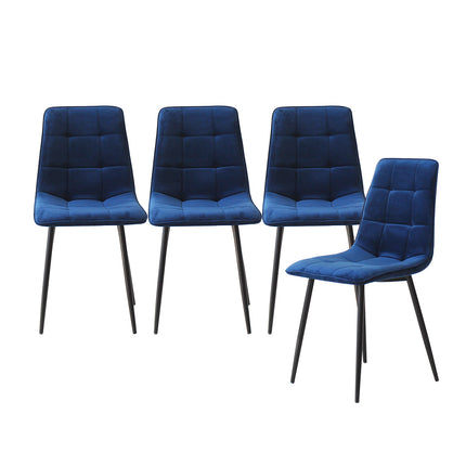 Levede 4x Dining Chairs Kitchen Velvet Blue-1975420493750210560