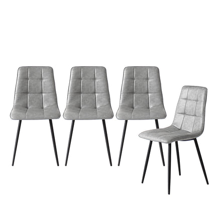 Levede 4x Dining Chairs Kitchen Chair Grey Faux Leather-1973194074773131264