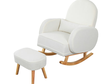 Levede Fleece Rocking Chair with footstool-1910112200622739456