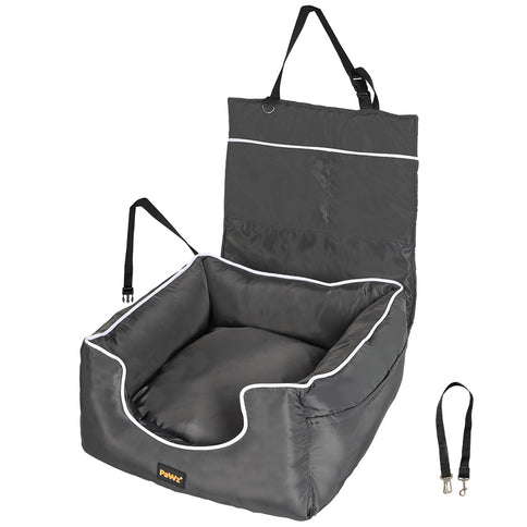 PaWz Dog Car Booster Seat Belt Pet Backrest Grey-1886651029483819008