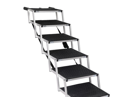 PaWz 6 Steps Dog Ramp Adjustable Height Black-1864184533121896448