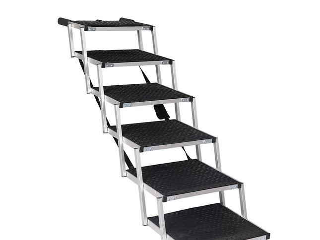 PaWz 6 Steps Dog Ramp Adjustable Height Black-1864184533121896448