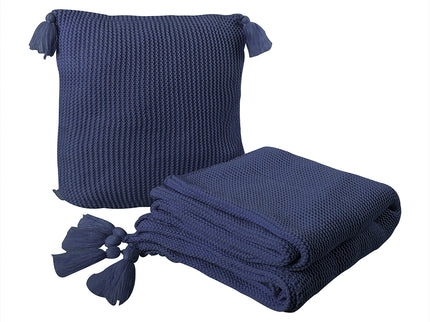 DreamZ Knitting Throw Blanket Cushion Navy-1910113223319883776
