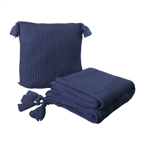 DreamZ Knitting Throw Blanket Cushion Navy-1910113223319883776
