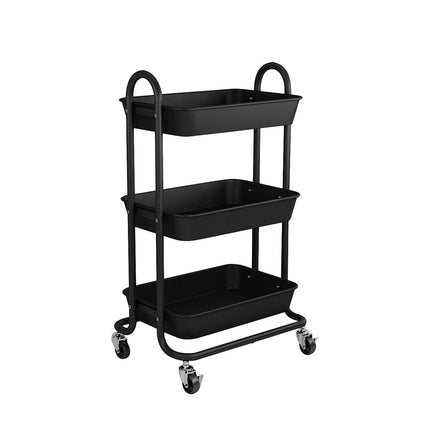 Levede 3 Tiers Kitchen Storage Trolley Black-1973193878030913536