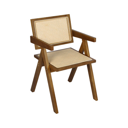 Levede 1x Walnut Wicker Armchair Dining Chair-1973194083212070912
