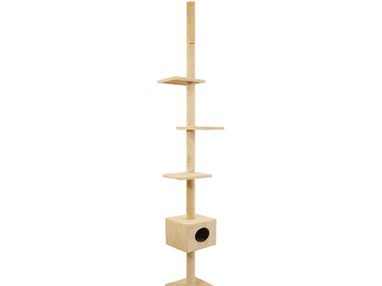 PaWz Cat Scratching Post Tree Cubby Beige-1864184525895110656