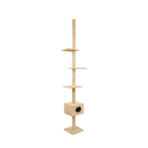 PaWz Cat Scratching Post Tree Cubby Beige-1864184525895110656