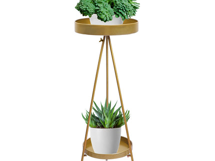 Levede Plant Stand 2 Tiers Outdoor Indoor Gold Large-1864184723455217664