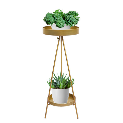 Levede Plant Stand 2 Tiers Outdoor Indoor Gold Large-1864184723455217664