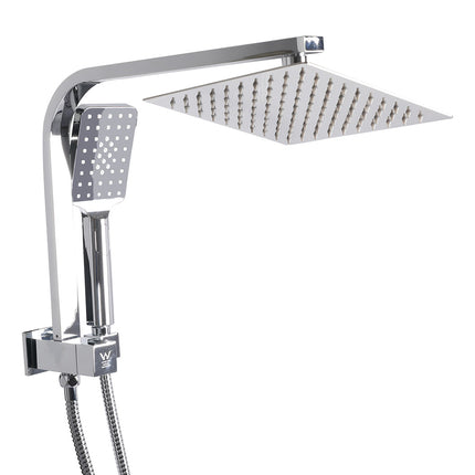 High Pressure Shower Head Set Rain Square Silver-1910113120358109184