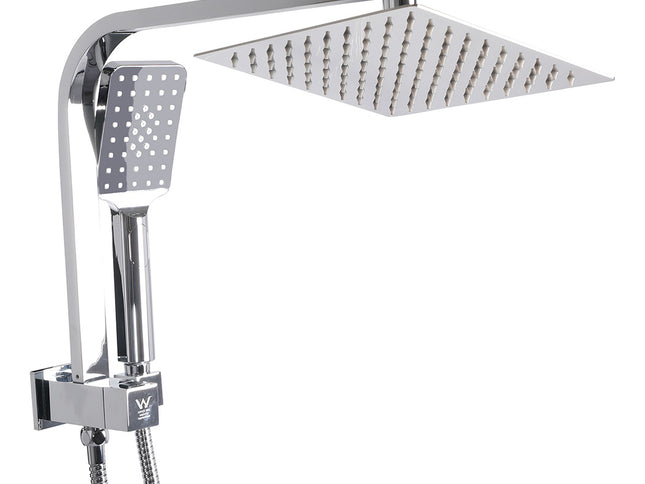High Pressure Shower Head Set Rain Square Silver-1910113120358109184