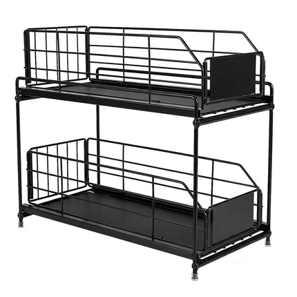 Toque 2 Tier Pull Out Cabinet Organizer Sliding Kitchen Storage Rack Under Sink-2050059016155041792